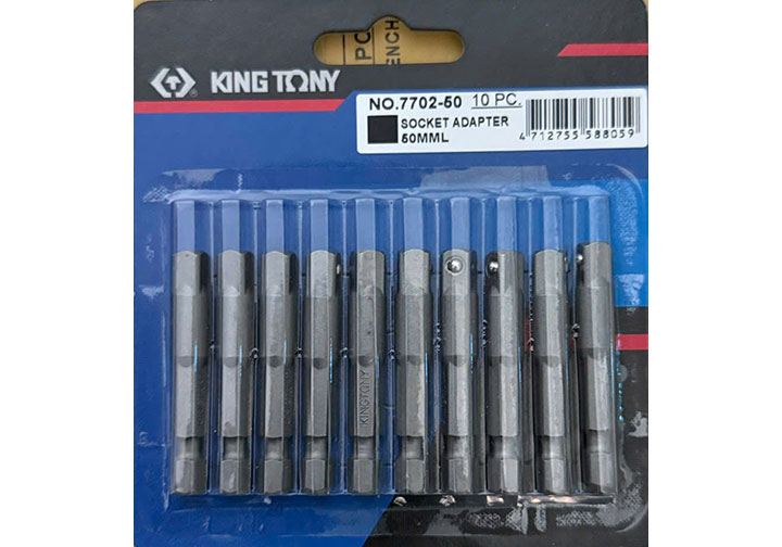 1/4" x 1/4" Đầu chuyển máy vặn vít sang bu lông (1 vỉ gồm 10 cái) Kingtony 7702-50