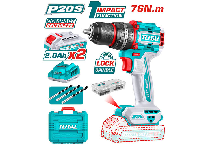 20V Máy khoan búa dùng pin 76Nm Total TIDLI20768