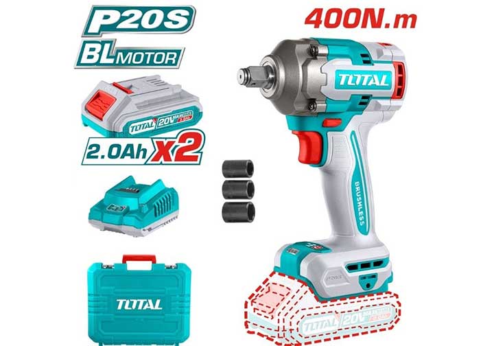 20V Máy siết bu lông 400Nm dùng pin Total TIWLI2040