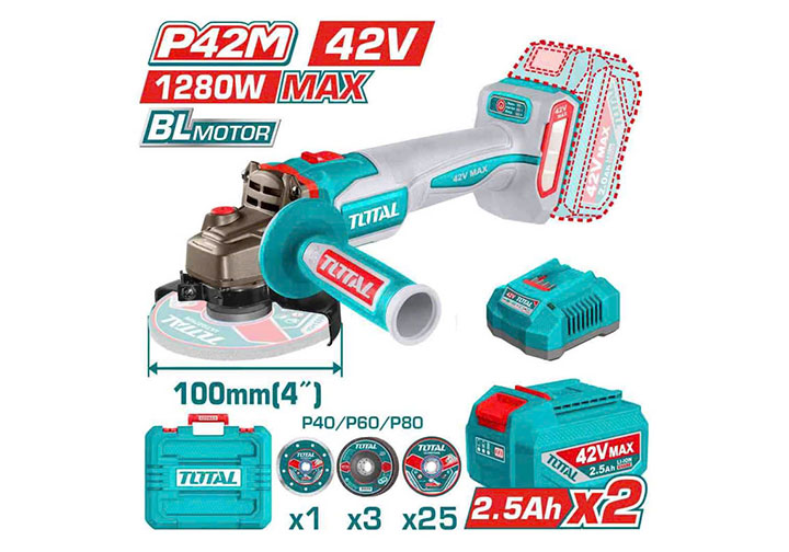 42V Máy mài góc (xài đá 100mm) dùng pin P42M Total TAGLI4128102