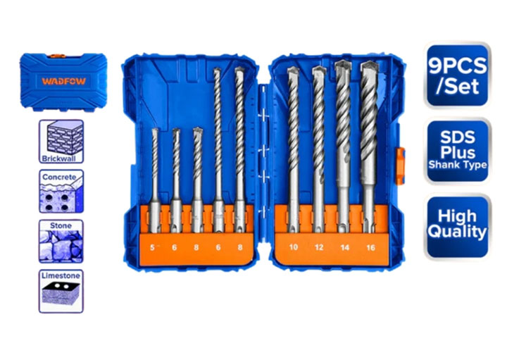 5-16mm Bộ mũi khoan bê tông gài 9 chi tiết Wadfow WHD6509