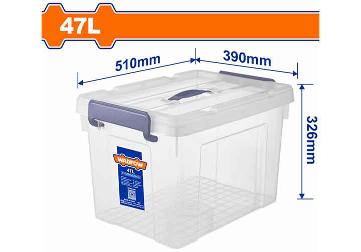 510x390x326mm Thùng nhựa trong suốt dung tích 47L Wadfow WTB2350