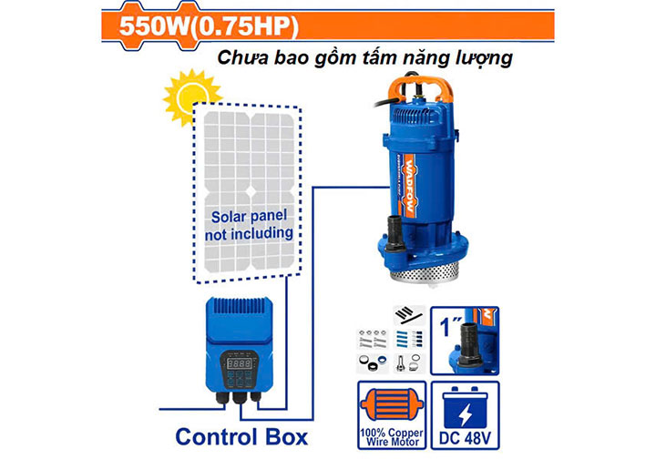 550W Máy bơm chìm nước sạch năng lượng mặt trời Wadfow WWPQDC02