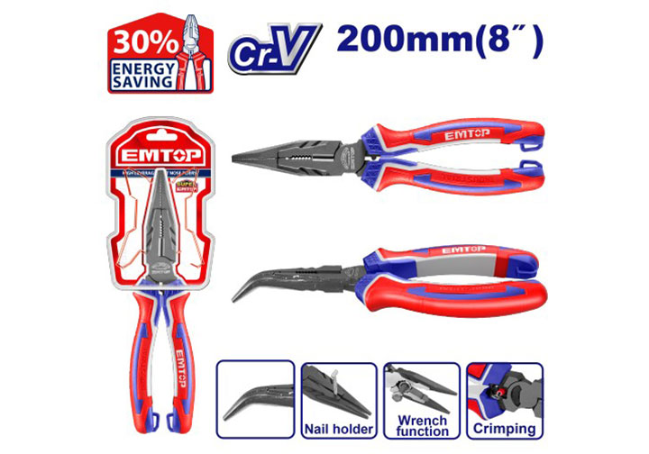 8" Kìm nhọn mũi cong cao cấp Emtop EPLRB0821