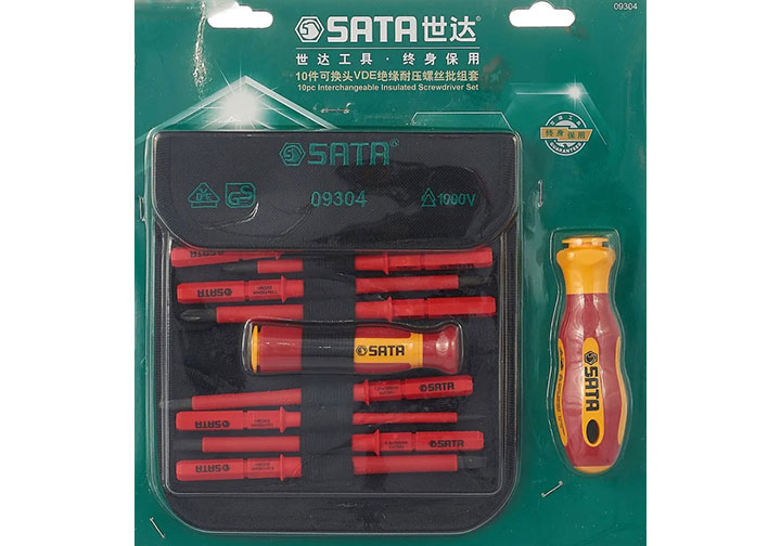 Bộ tuốc nơ vít cách điện 10 chi tiết Sata 09-304 (09304)